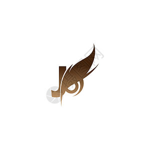 字母 J 标志图标结合猫头鹰眼睛图标设计 vecto图片
