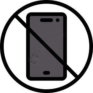 手机不允许标签照片插图警告电话圆形红色细胞背景图片