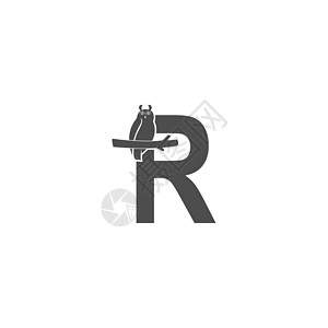 字母 R 标志图标与猫头鹰图标设计 vecto图片
