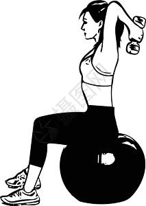 穿着运动服的年轻女子用 bal 展示普拉提练习女士福利运动员力量训练活动运动装闲暇平衡健身房图片
