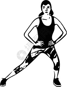 抽象健身女性 bod活动力量训练培训师草图运动员健身房运动装肌肉运动图片