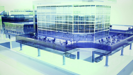 抽象摩天大楼的场景  3D渲染街道蓝色商业景观天空建筑反射工程办公室建筑学图片