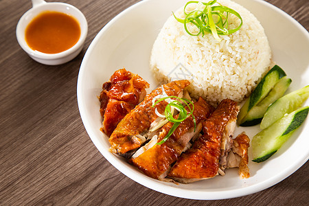 卖鸡的摊位上烤鸡饭家禽小贩食品午餐鸡片鸡饭鸡腿中心美食食物图片