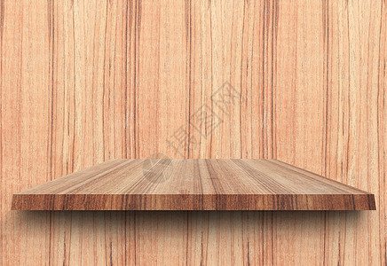 空顶木架子和木质墙背景 对于带有复制空间的产品展示 请添加 tex货架壁架展览书架木头木板家具房间桌面壁炉架图片