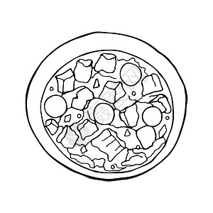 矢量手绘米加斯 西班牙菜 菜单和包装的设计草图元素 白色背景上的插图胡椒香料烹饪面包屑午餐小吃卡通片草本植物餐厅香肠图片
