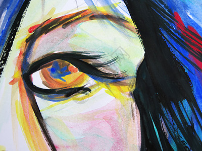 美丽的女人眼睛抽象水彩画手工墨水水彩艺术艺术品帆布绘画创造力睫毛手绘图片