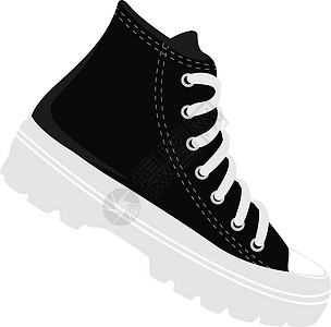 白色背景上的黑色运动鞋插画矢量运动服饰鞋类跑步插图衣服橡皮图片