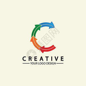 字母 C 箭头标志图标矢量插图设计模板身份品牌标签营销创造力标识圆圈技术艺术丝带背景图片