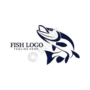鱼抽象图标设计标志模板 钓鱼俱乐部或在线商店的创意矢量符号店铺艺术水族馆插图卡通片动物游泳食物标识海鲜图片