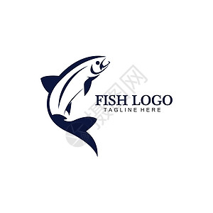 鱼抽象图标设计标志模板 钓鱼俱乐部或在线商店的创意矢量符号游泳蓝色食物圆圈市场动物插图公司野生动物标识图片