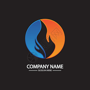 黑色背景上的抽象火焰标志模板 企业品牌标识公司刷子网络商业电气身份脉冲技术推广海浪图片