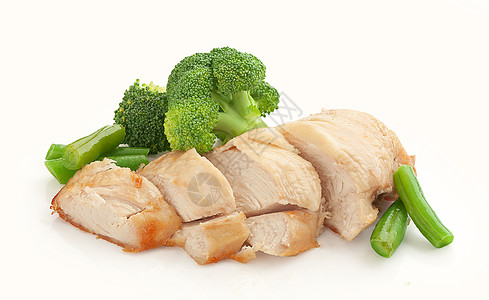 用蔬菜烤鸡胸和鲜菜胸部家禽白色饮食盘子食物午餐婴儿食品图片