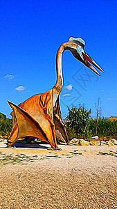 代表一只四处游荡的翼龙的数字绘画风格卡通片荒野捕食者动物侏罗纪野生动物牙齿蜥蜴爬虫危险图片