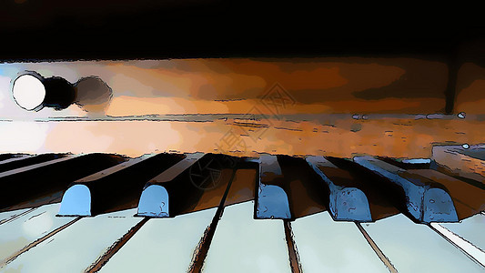 代表一架旧钢琴的黑白键的数字绘画风格图片