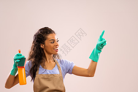 专业女佣手套工具家庭主妇广告黑色服务棕色防护围裙房子图片