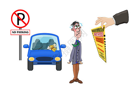 违反驾驶规则 付罚款 对司机概念的处罚通知 典狱长手持违章罚单插画