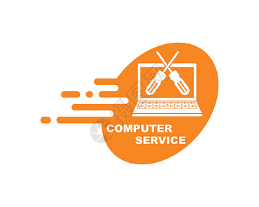 计算机服务和维修标志图标矢量图技术公司网络工具桌面店铺扳手互联网标识木板图片