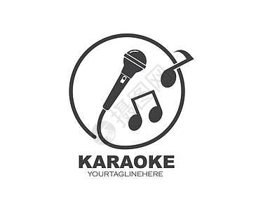 卡拉 OK 的麦克风图标标志和音乐矢量插图设计邀请函俱乐部唱歌海报收音机歌手节日笔记音乐会人声图片