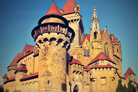 石头博物馆村美丽的中世纪城堡 在维也纳附近 奥地利  欧洲 秋天的一天博物馆骑士建筑学废墟地标旅游历史性风景旅行堡垒背景