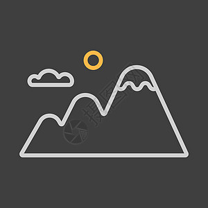深色背景上的山矢量图标 自然标志旅行地质学季节远足地形旅游黑色顶峰插图岩石图片