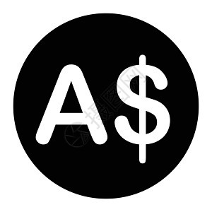 AUD 澳元货币符号 孤立在白色背景上的黑色插图  EPS矢量图片
