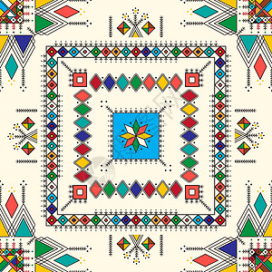模式 3打印棕榈装饰品民间议会王国正方形文化图案几何图片