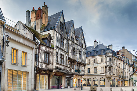 法国第依顿街木结构假期街道景观木材房子历史性建筑框架外观图片