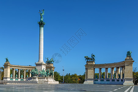 匈牙利布达佩斯千年纪念碑 匈牙利布达佩斯建筑学城市雕塑纪念馆蓝色文化首都建筑历史性柱子图片