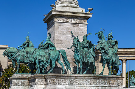 匈牙利布达佩斯千年纪念碑 匈牙利布达佩斯雕像吸引力正方形遗产首都旅行建筑学广场国王英雄图片