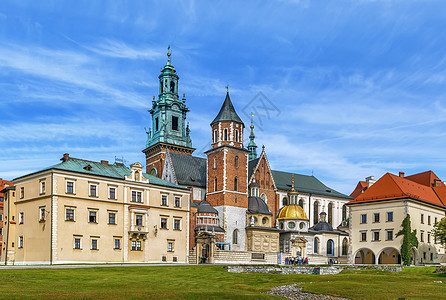 波兰克拉科夫瓦韦尔大教堂庭院皇家大教堂城堡建筑学建筑天空阳光正方形旅行图片
