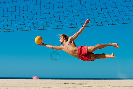 海滩排球  男人跳跃球赛成人竞赛运动员闲暇天空娱乐游戏乐趣防御图片