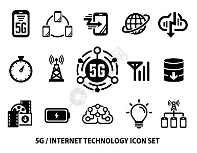 5G(下一代高速通讯)矢量平板图标集图片