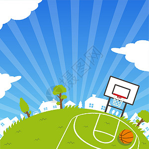 半圆形草地广场篮球场矢量横幅插图方形类型图片