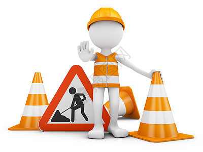 道路工人和 sig工作头盔工程师警告锥体白色工程交通塑料危险图片