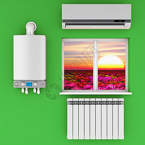 气候设备加热器太阳房子白色温度散热器插图气体展示烧伤图片