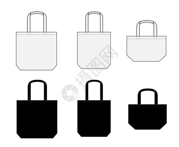 手提袋 ecobag 购物袋模板矢量插图集各种类型图片