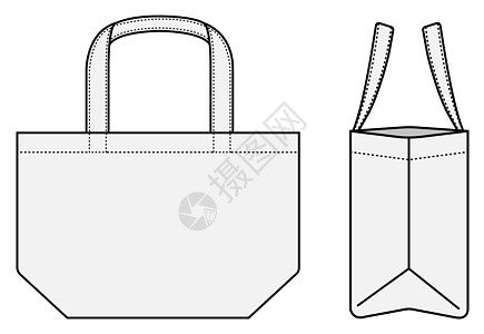 小手提袋 ecobag 购物袋模板矢量图和侧面 vie环境杂货店零售消费者商业小样购物嘲笑纺织品插图图片