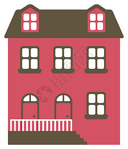 漫画建筑房屋公寓设计插图前视家庭住宅国家房子卡通片窗户住房建筑学平面别墅图片