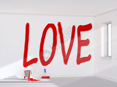 爱红色白色涂鸦房子绘画背景图片