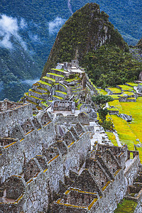 秘鲁马丘比丘全景旅行日落废墟建筑学乡村山脉岩石城市旅游建筑背景