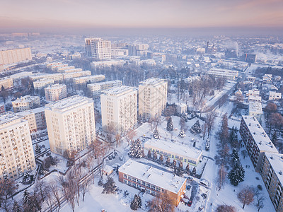 Rzeszow航空全景城市景观建筑天线建筑学天际市中心街道日落地标图片