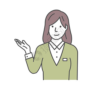 介绍或导航的年轻女商务人士的矢量图解公司工人成人工作手势商业广告女士女性插图图片