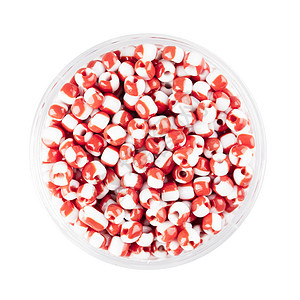 红和白玻璃种子珠图片