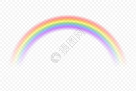 现实的彩虹天空 透明背景下雨后的矢量魔法光谱颜色 奇幻夏日装饰元素背景图片