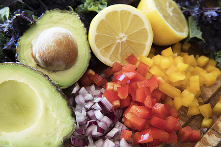 健康沙拉成份绿色叶子营养红色洋葱蔬菜辣椒水果食物青菜图片