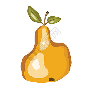 在白色背景上孤立的梨图标 天然美味新鲜成熟美味的水果 用于包装 横幅 卡片和其他设计的模板矢量插图 程式化的梨叶 食品概念图片