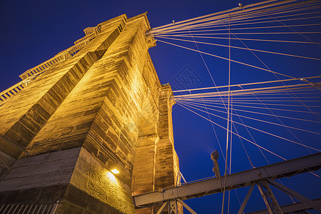 John A 辛辛那提的Roebling暂停使用桥景观市中心日落城市雨天建筑学旅行地标全景天空图片