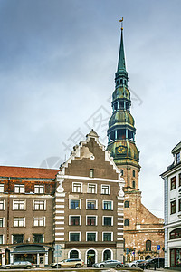 拉脱维亚里加圣彼得教堂宗教大教堂旅行地标历史性教堂观光建筑学历史城市图片