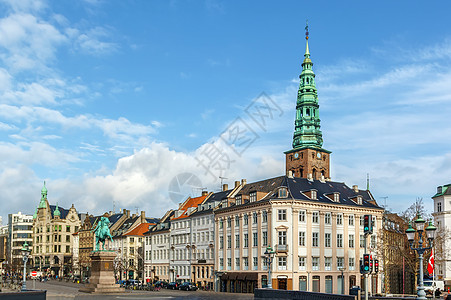 丹麦哥本哈根Hojbro广场天空纪念碑景观历史性雕像地标雕塑骑士城市吸引力图片