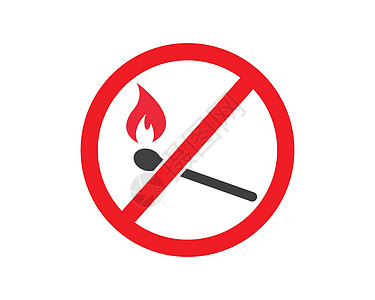 火焰矢量图禁止火标志矢量图制作图案警告危险横幅烧伤篝火红色标签插图警报圆圈插画